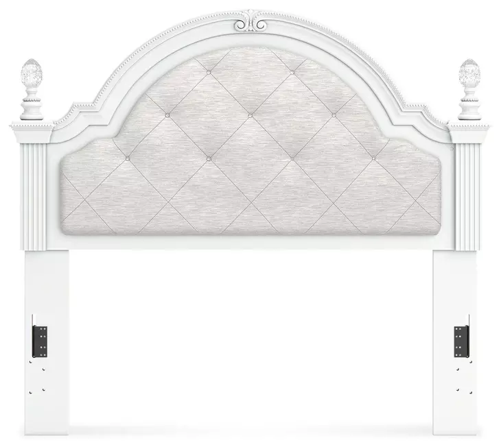 Maylilly White and Gray Full Upholstered Panel Headboard with LED