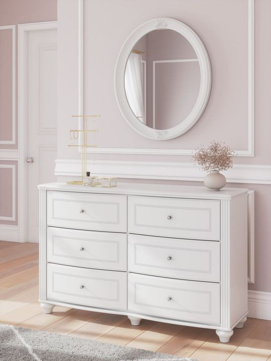 Trindura White Round Wall Mirror