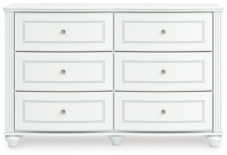 Trindura Matte White 6 Drawer Dresser