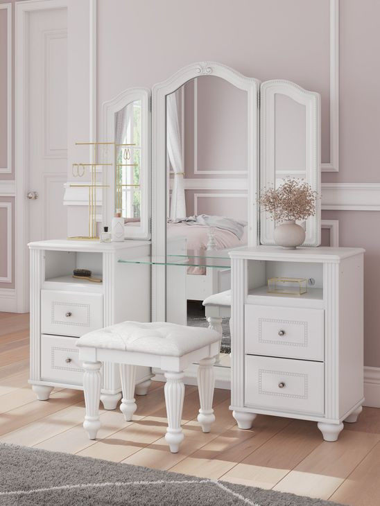 Trindura White Rectangular Vanity Mirror with LED