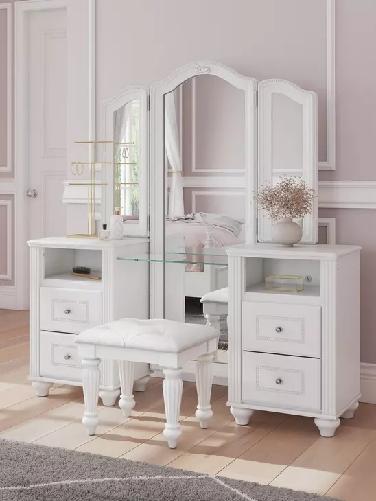 Maylilly White Rectangular Vanity Mirror with LED
