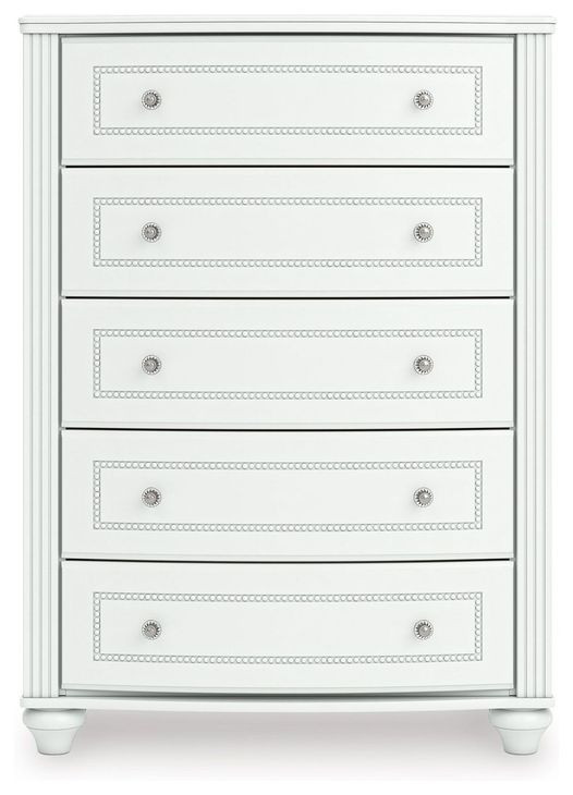 Trindura White 5 Drawer Chest