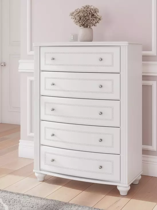 Maylilly White 5 Drawer Chest