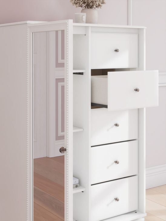 Trindura White 5 Drawer Door Chest
