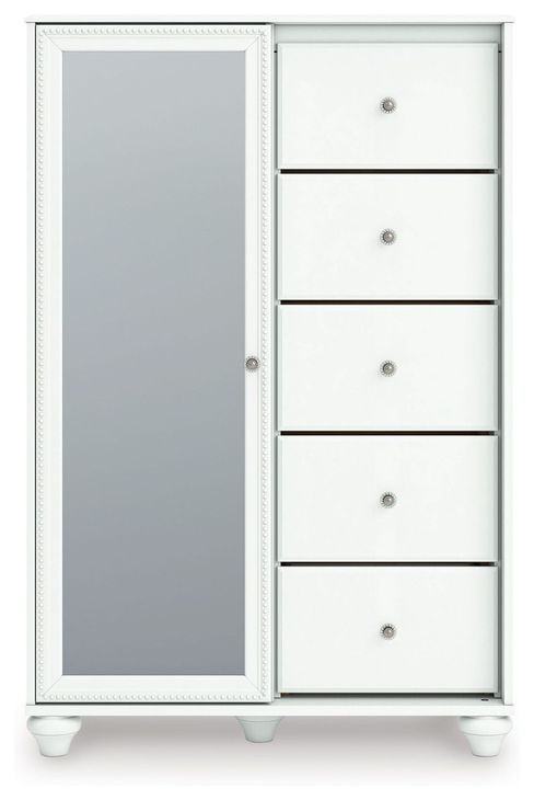 Trindura White 5 Drawer Door Chest