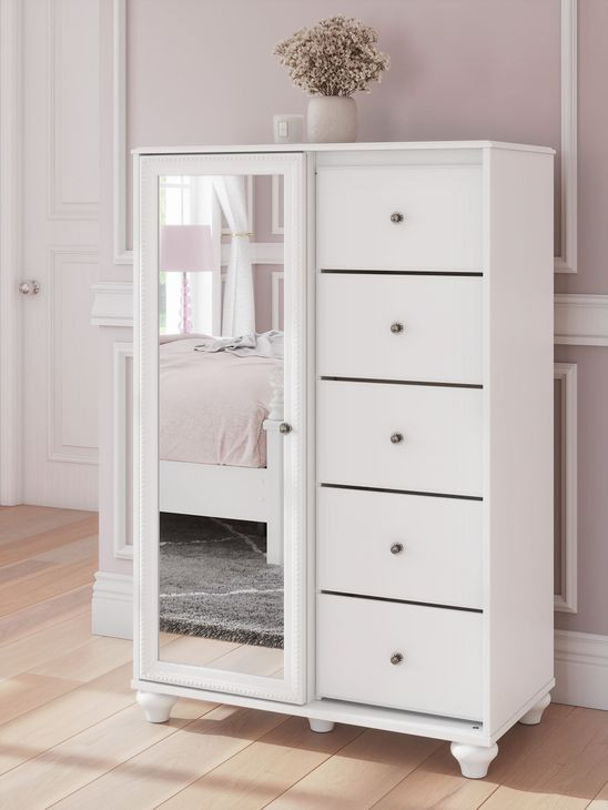 Trindura White 5 Drawer Door Chest