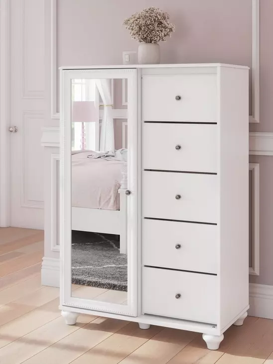 Maylilly White 5 Drawer Door Chest