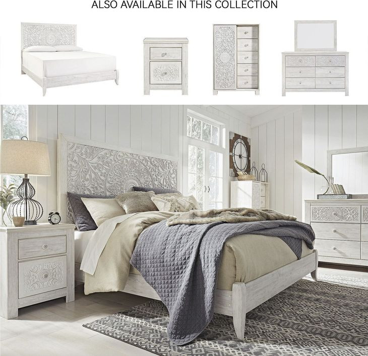 Paxberry Whitewash King Panel Bed