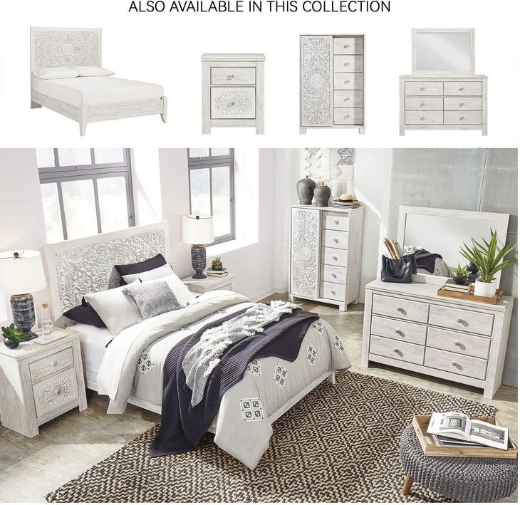 Paxberry Whitewash Queen Panel Bed