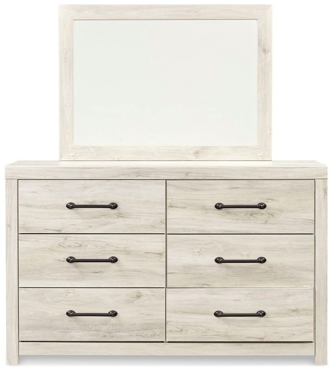 Cambeck Whitewash 6 Drawer Dresser and Rectangular Mirror