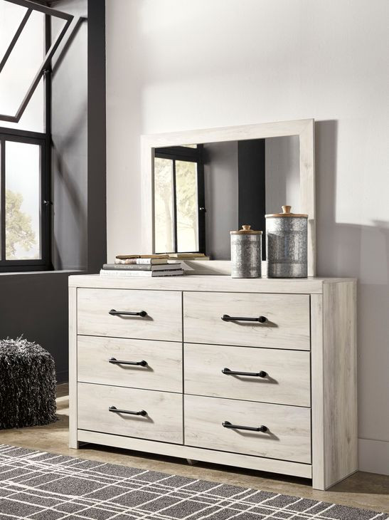 Cambeck Whitewash 6 Drawer Dresser and Rectangular Mirror