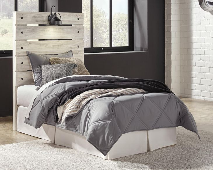 Cambeck Whitewash Twin Panel Headboard with LED and USB Charging