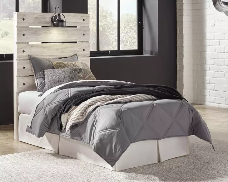 Cambeck Whitewash Twin Panel Headboard with LED and USB Charging