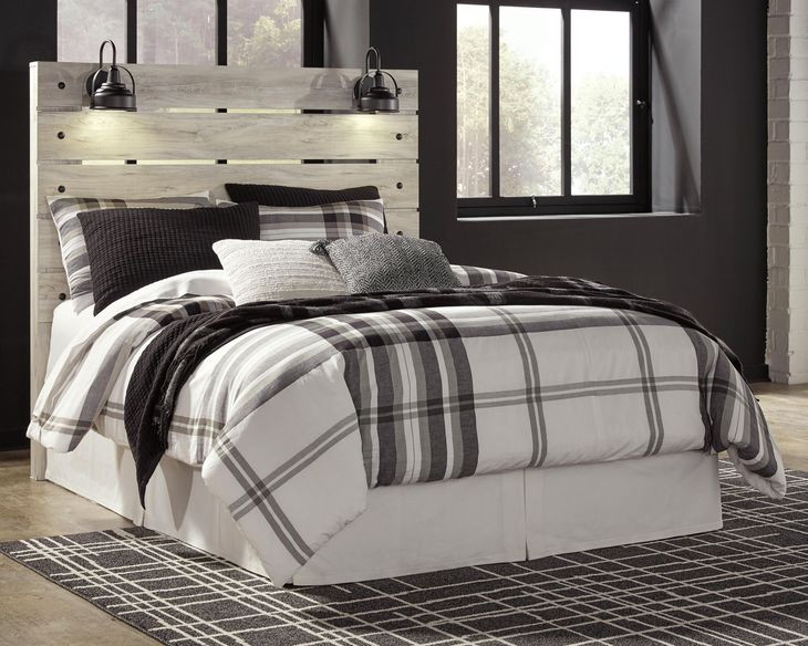 Cambeck Whitewash Queen Panel Headboard with LED and USB Charging
