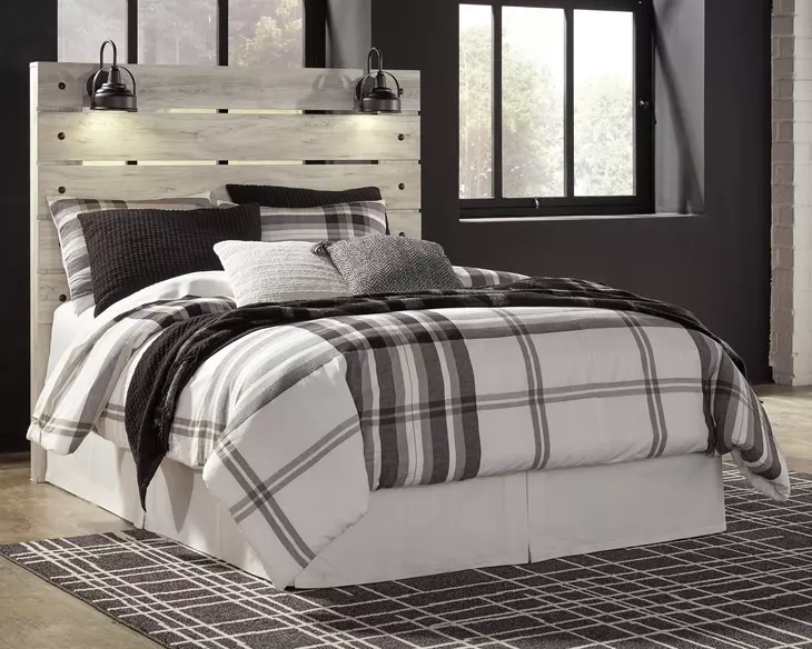 Cambeck Whitewash Queen Panel Headboard with LED and USB Charging