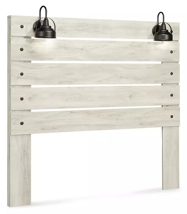 Cambeck Whitewash Queen Panel Headboard with LED and USB Charging