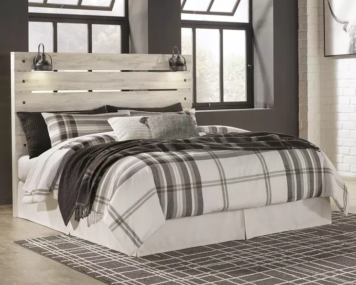 Cambeck Whitewash King Panel Headboard with LED and USB Charging