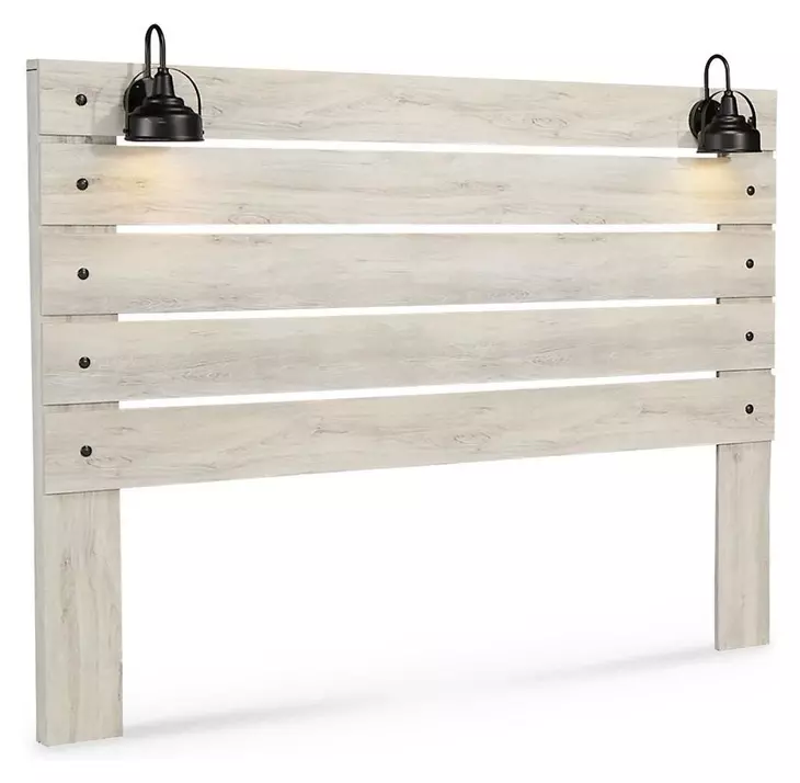 Cambeck Whitewash King Panel Headboard with LED and USB Charging