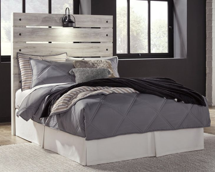 Cambeck Whitewash Full Panel Headboard with LED and USB Charging