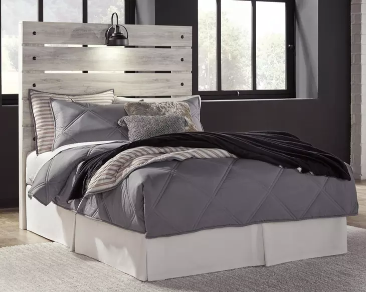 Cambeck Whitewash Full Panel Headboard with LED and USB Charging