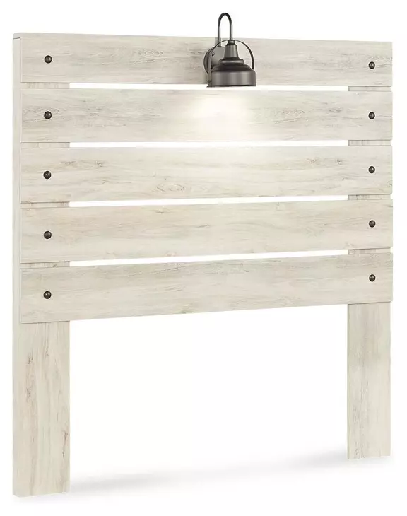 Cambeck Whitewash Full Panel Headboard with LED and USB Charging