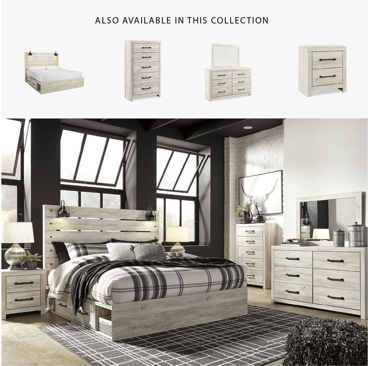 Cambeck Whitewash King Panel Bed with One Side Storage