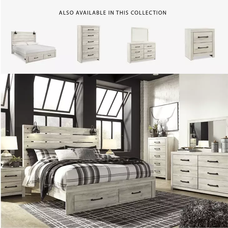 Cambeck Whitewash King Panel Storage Bed
