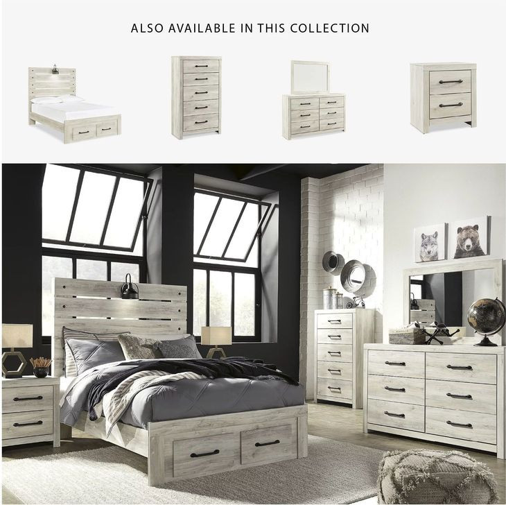 Cambeck Whitewash Full Panel Storage Bed