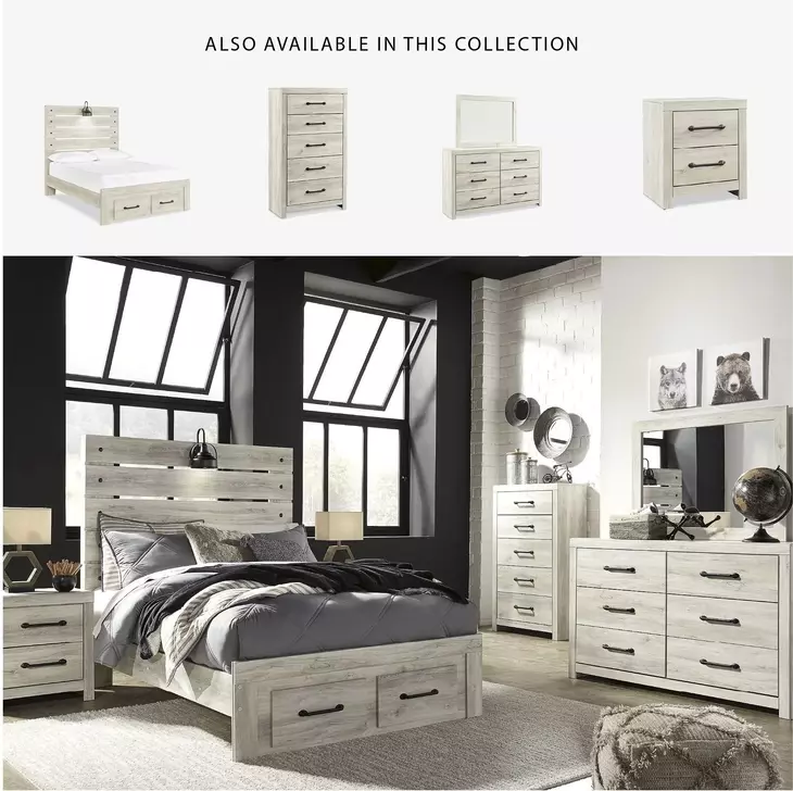 Cambeck Whitewash Full Panel Storage Bed