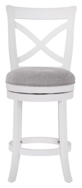 Belmont Gray Upholstered Swivel Counter Height Dining Stool With White Frame
