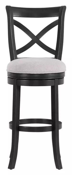 Booker Gray Upholstered Swivel Bar Stool With Black Frame