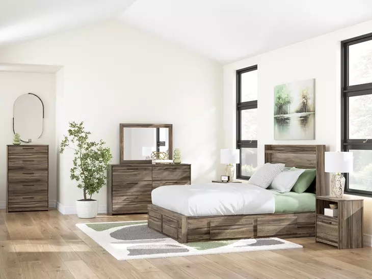 Baystorm Brown Storage Panel Bedroom Set with LED