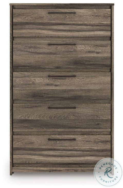 Jusika Brown 5 Drawer Chest