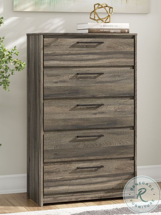 Jusika Brown 5 Drawer Chest