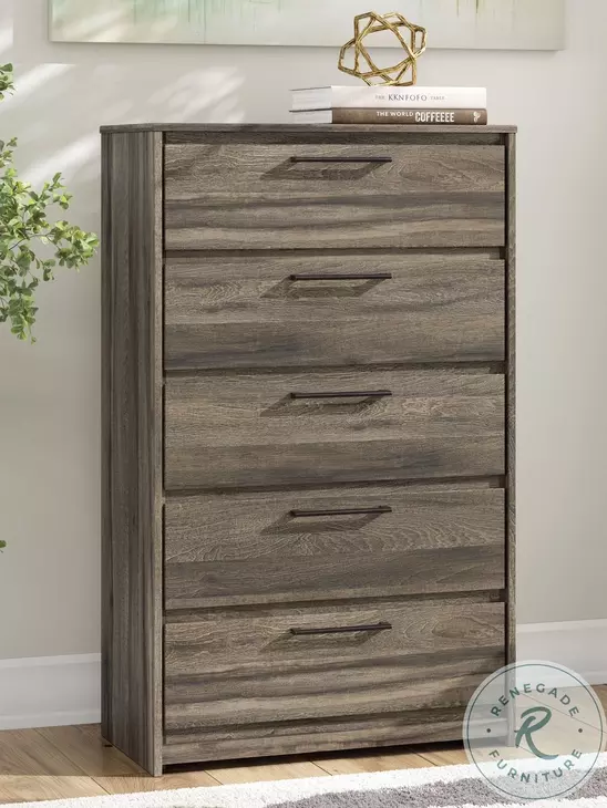 Jusika Brown 5 Drawer Chest