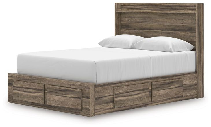 Jusika Brown Queen Storage Panel Bed with LED and 6 Drawers