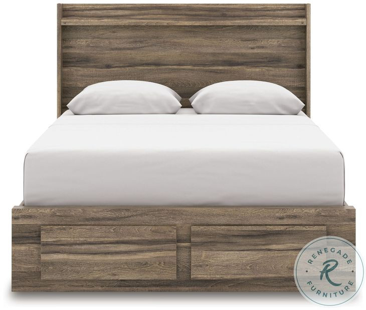 Jusika Brown Queen Panel Storage Bed