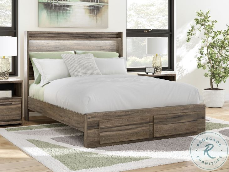 Jusika Brown Queen Panel Storage Bed