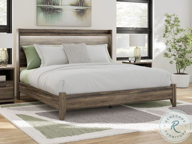 Jusika Brown King Panel Bed