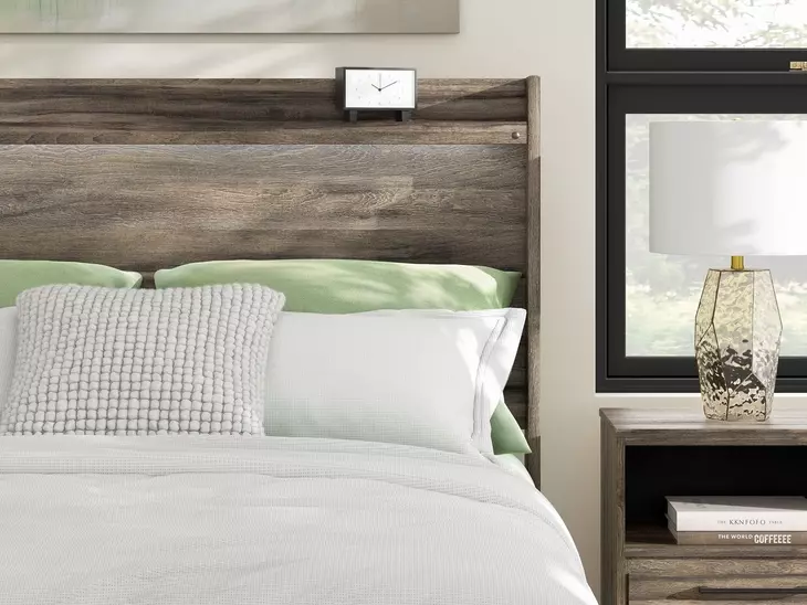 Baystorm Brown King Storage Panel Bed with LED and 6 Drawers