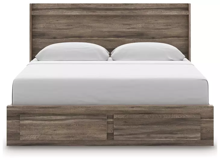 Baystorm Brown King Storage Panel Bed with LED and 6 Drawers