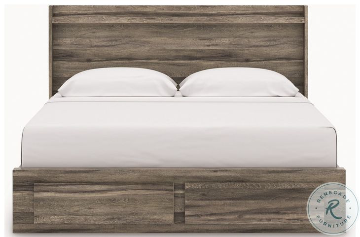 Jusika Brown King Panel Storage Bed