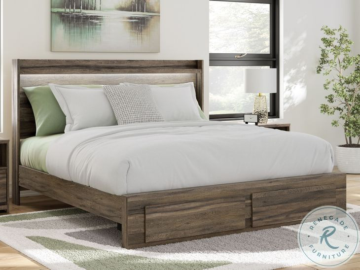 Jusika Brown King Panel Storage Bed