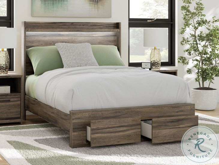 Jusika Brown Full Panel Storage Bed