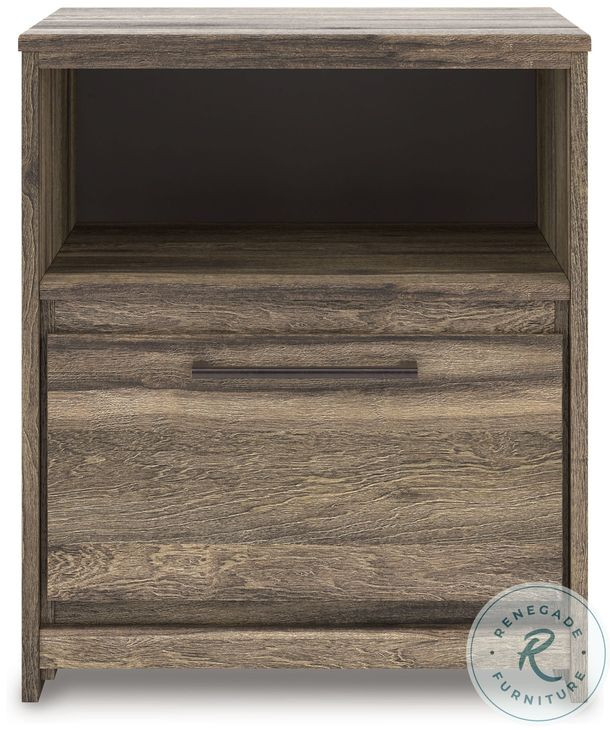 Jusika Brown 1 Drawer Nightstand with USB Charging