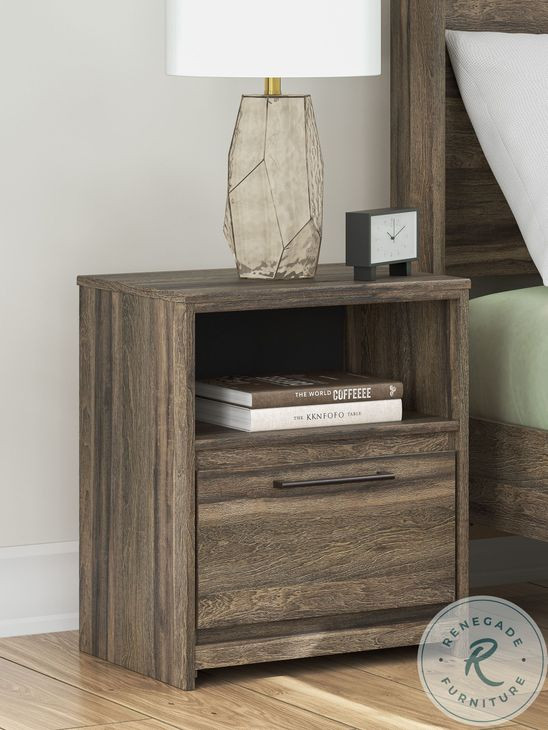 Jusika Brown 1 Drawer Nightstand with USB Charging