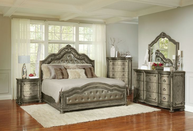 B02011 Gray Upholstered Queen Bed
