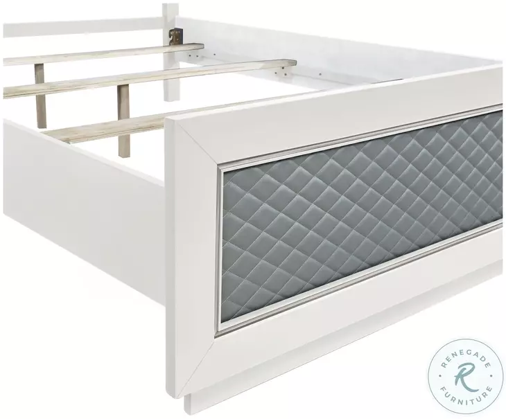 Luxor White And Gray King Panel Bed
