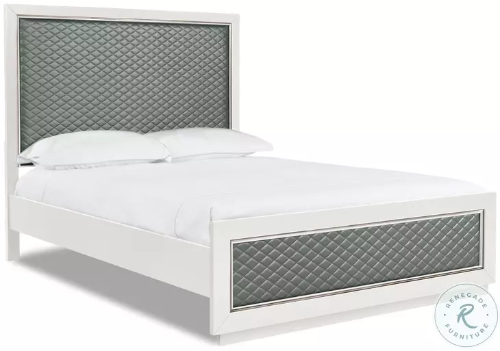 Luxor White And Gray Queen Panel Bed