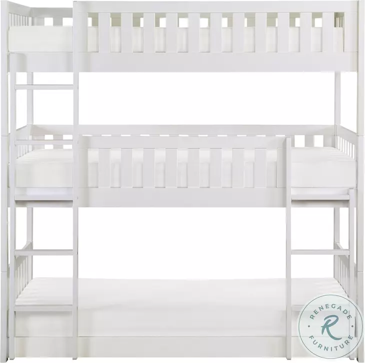 Galen White Triple Bunk Bed